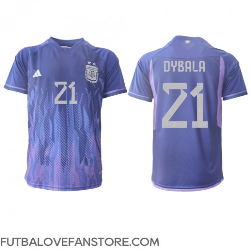 Argentína Paulo Dybala #21 Vonkajší futbalový dres MS 2022 Krátky Rukáv